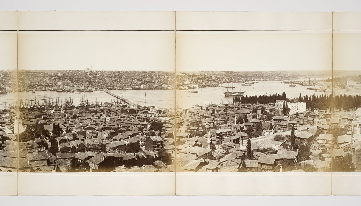 Section of a panorama of Constantinople (now Istanbul, Turkey) from the Galata Tower