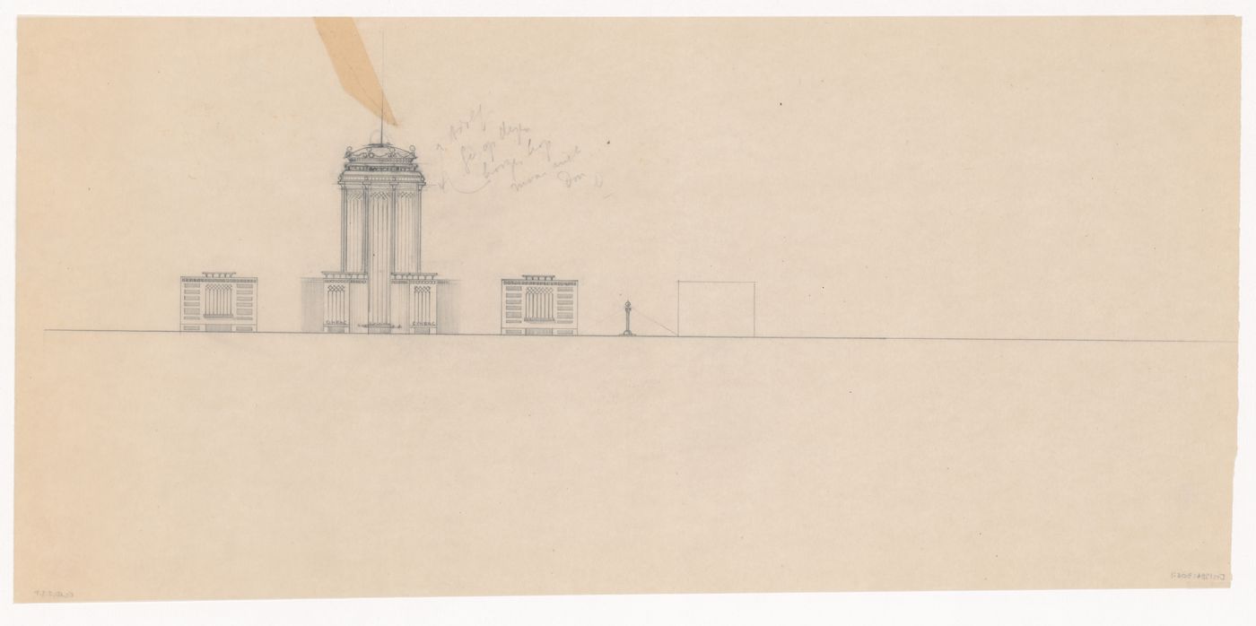 Street elevation for the reconstruction of the Hofplein (city centre) showing Industriegebouw Plan B, monument plaza, and other mixed-use developments, Rotterdam, Netherlands