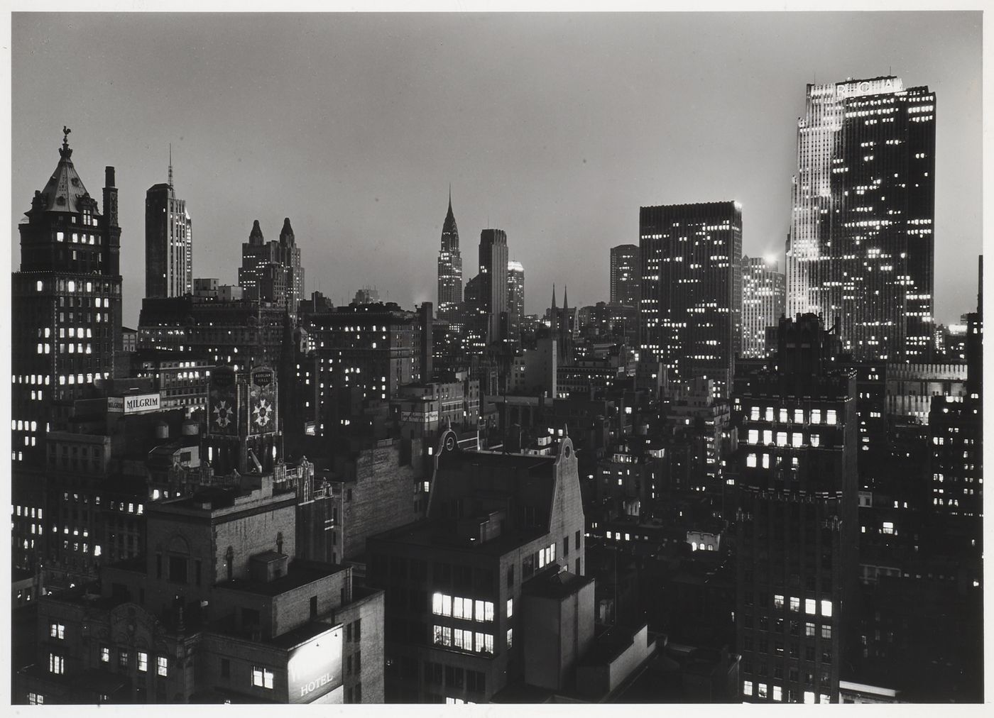 View of mid-town at night, New York City, New York