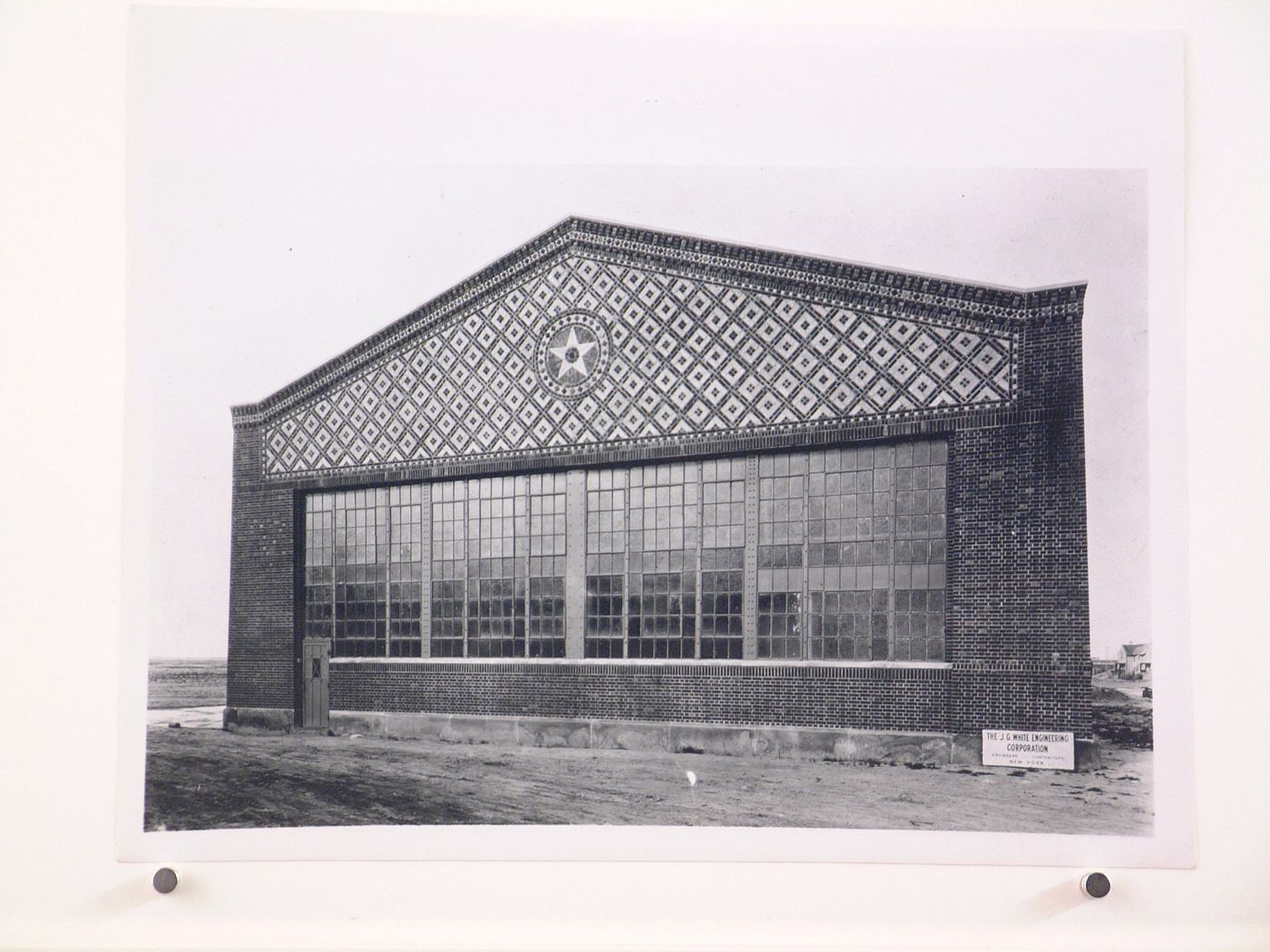 View of the lateral [?] façade of a Hangar, United States Aviation School, Langley Air Force Base, Langley, Virginia