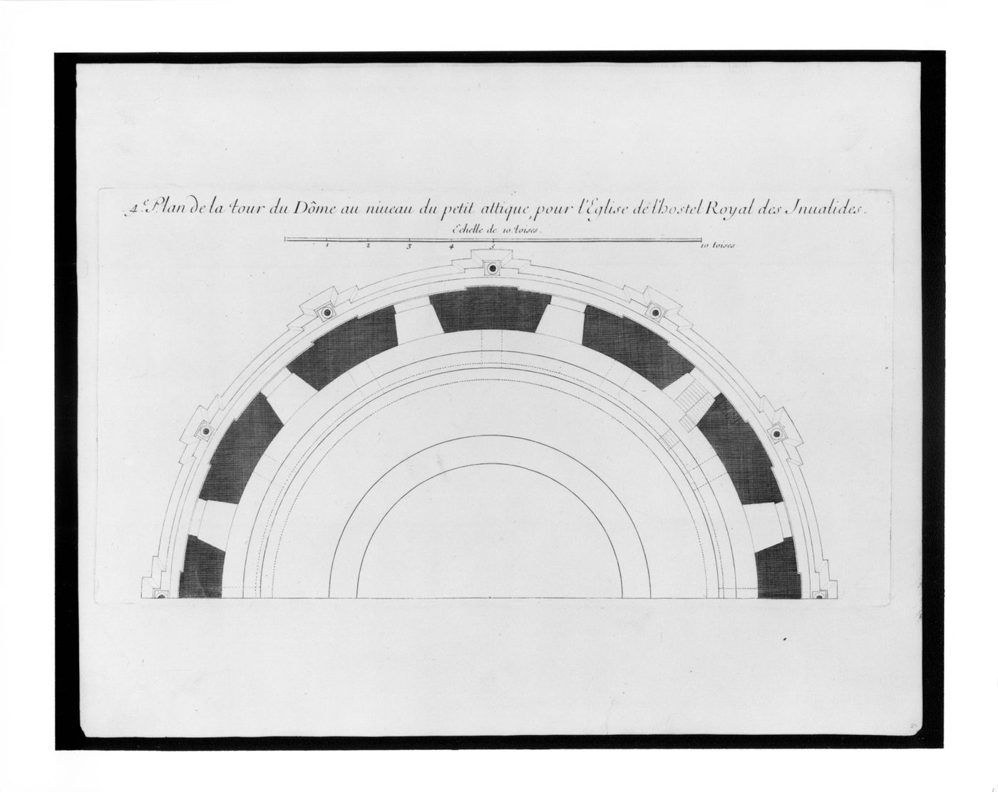 Half plan for the dome, Église des Invalides, Paris