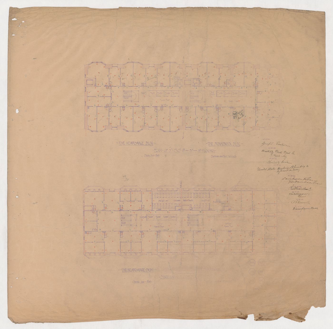 Monadnock and Kearsarge Buildings, Chicago: Plans for the fifth, seventh, ninth, eleventh, thirteenth, fifteenth and sixteenth floors