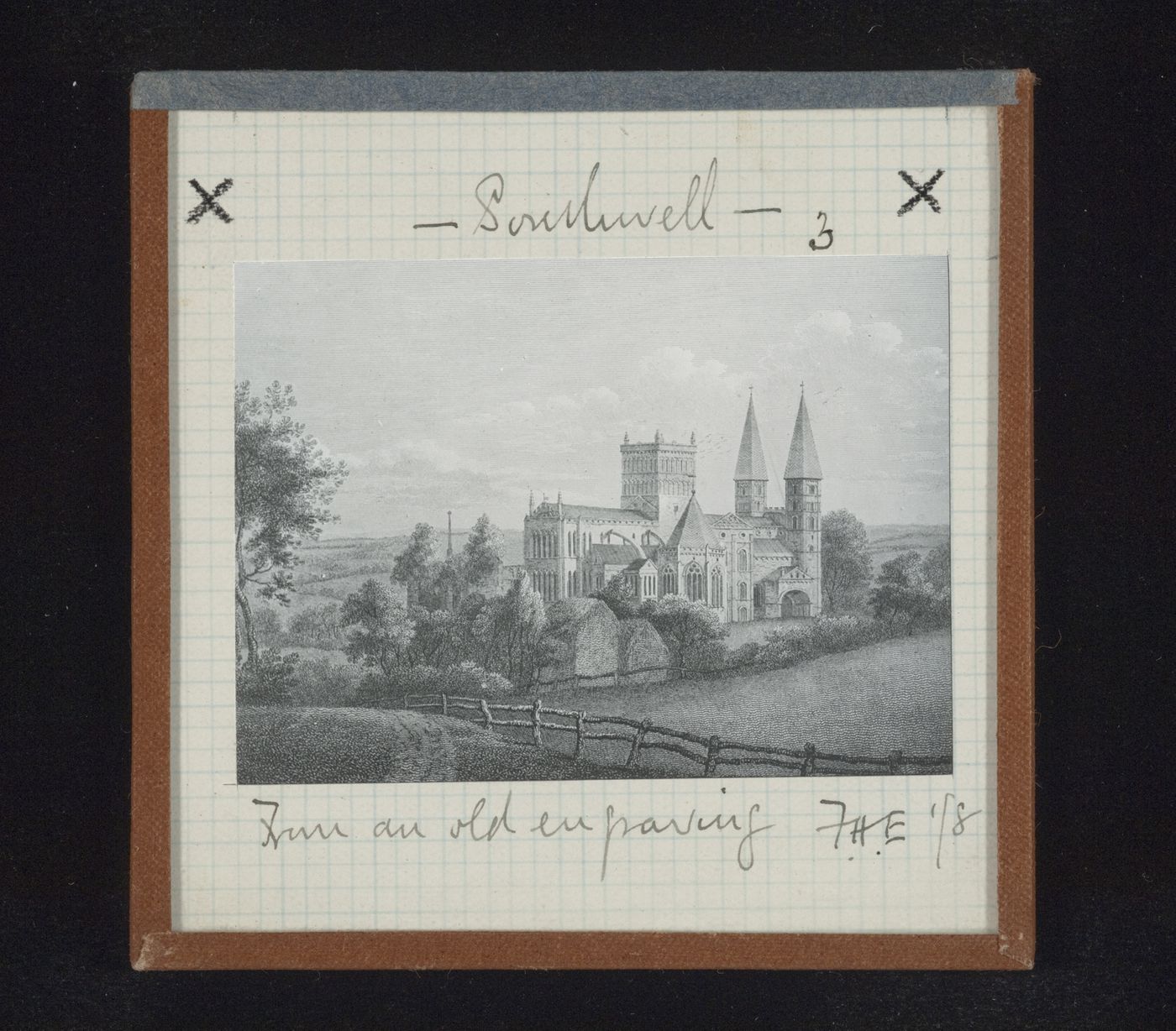 Distant view of Southwell Minster with surrounding landscape, Southwell, Nottinghamshire, England