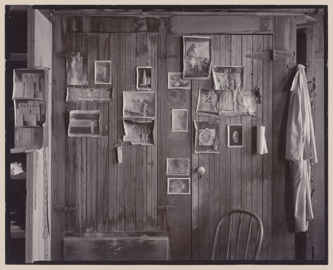 Interior view of cabinet and door of office in terra-cotta factory, Lincoln, California