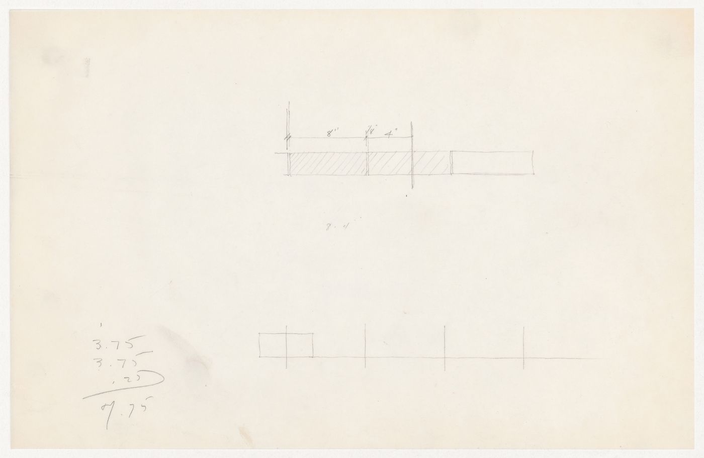 Partial sketch elevations for brick coursing for the Metallurgy Building, Illinois Institute of Technology, Chicago