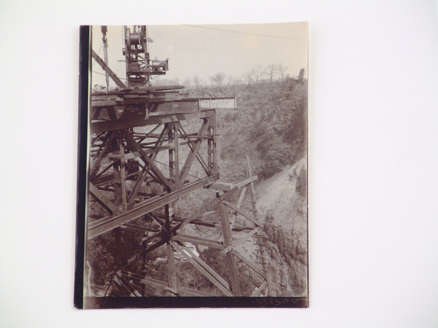 View of the construction of Victoria Falls Bridge, Zambezi River, crossing the border between Victoria Falls, Zimbabwe and Livingstone, Zambia