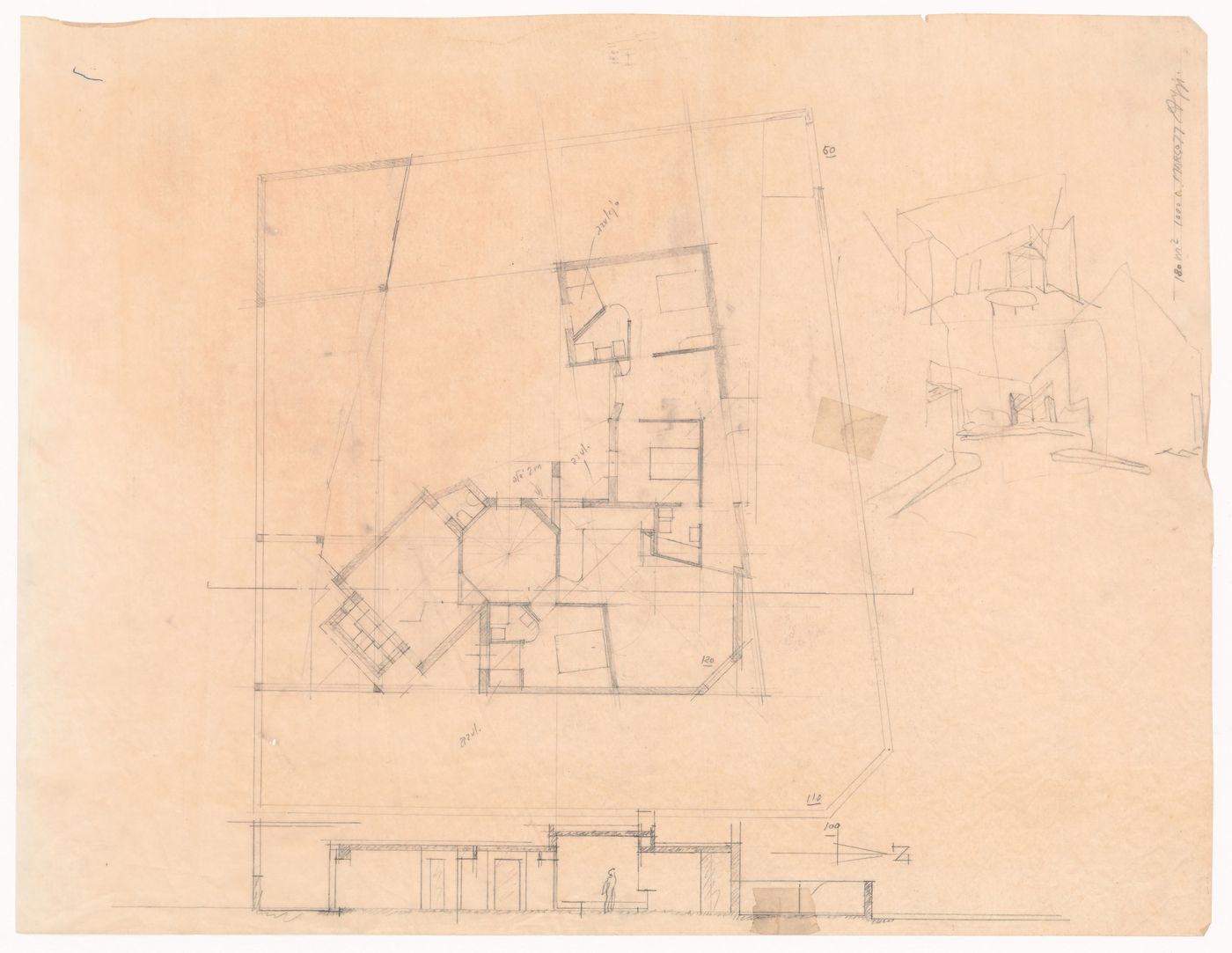 Plan and sketches for Casa em Francelos, Vila Nova de Gaia