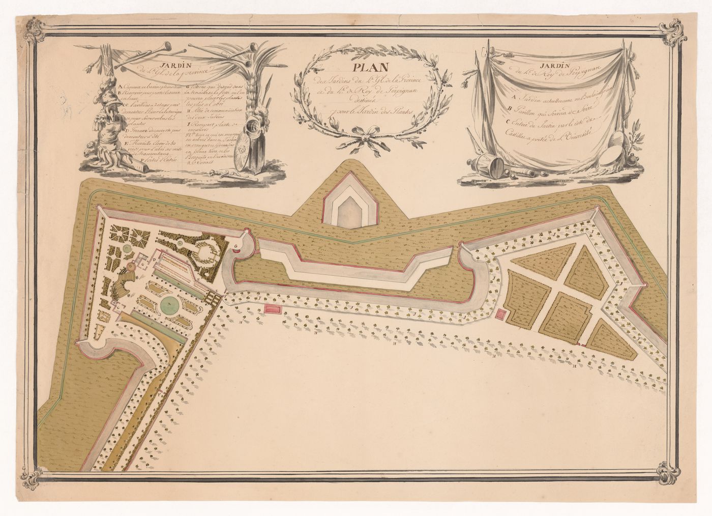 Plan for a garden within the fortifications at Perpignan