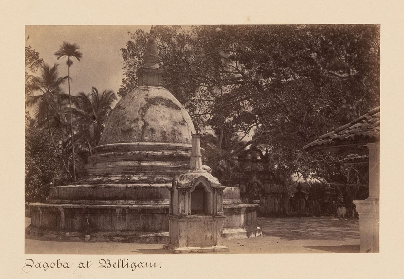 View of a dagoba, Belligam, Ceylon (now Sri Lanka)