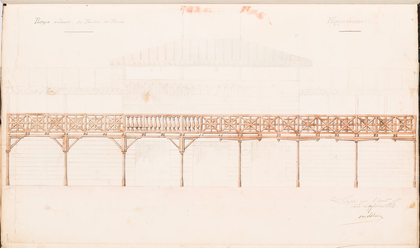 Hippodrome national, Paris: Elevation for the portico in front of the princes' pavilion
