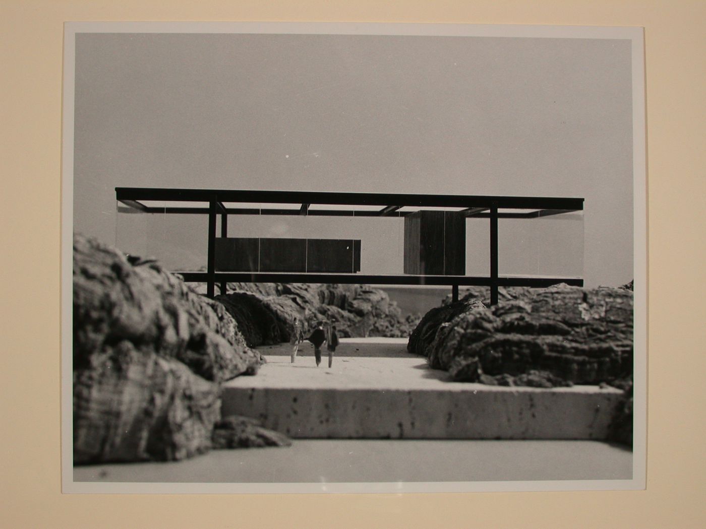 Photograph of a model for a Canyon House with steel structural framework