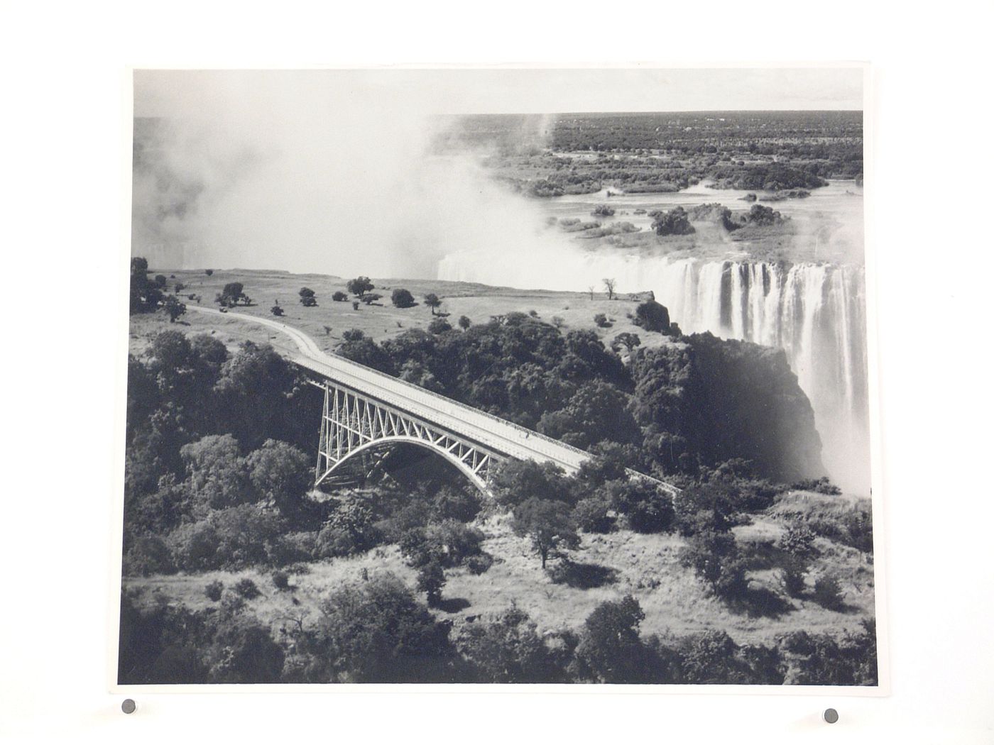 View of Victoria Falls Bridge from above, Zambezi River, crossing the border between Victoria Falls, Zimbabwe and Livingstone, Zambia