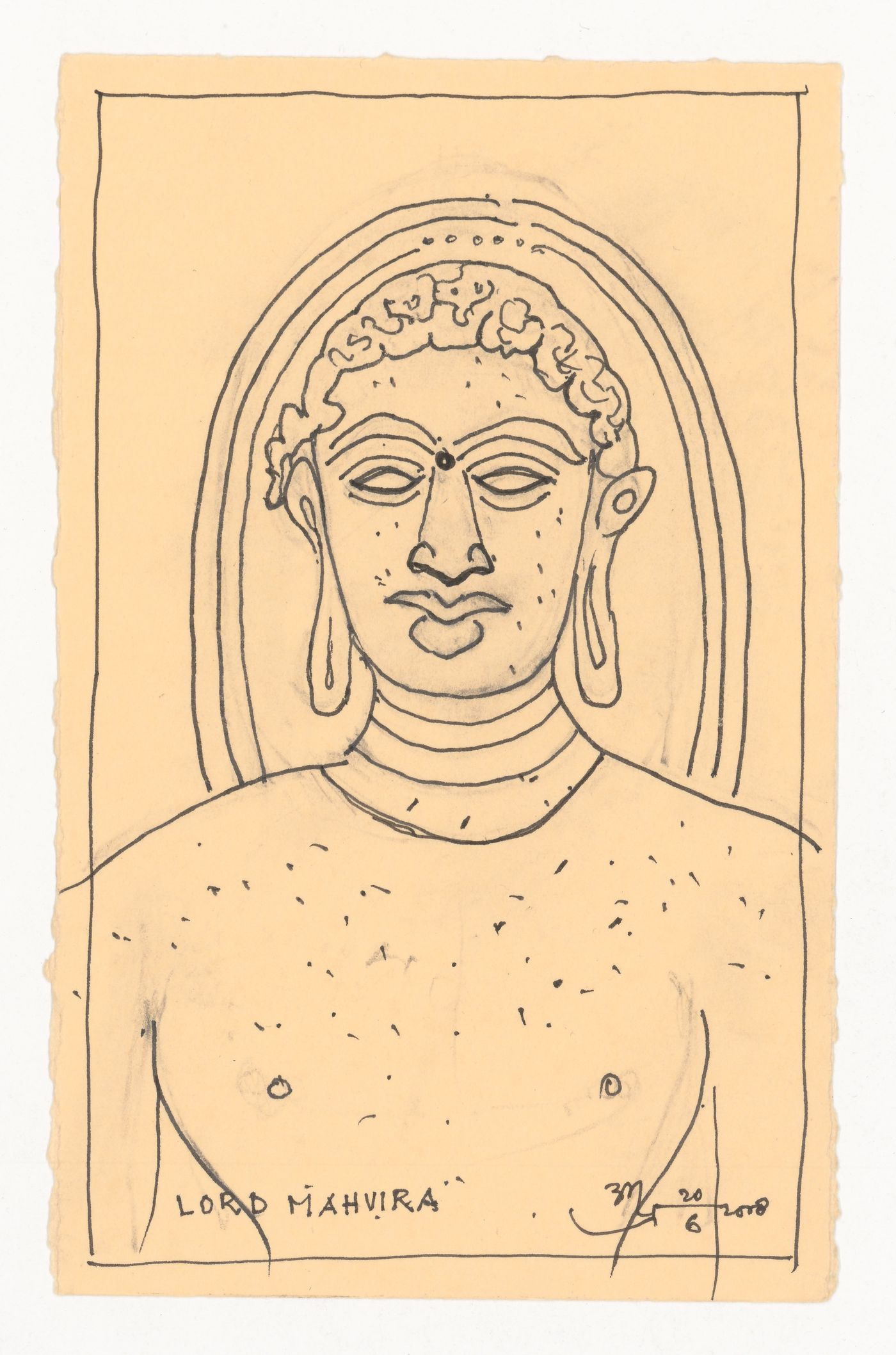 Postcard with Lord Mahvira drawn by Aditya Prakash
