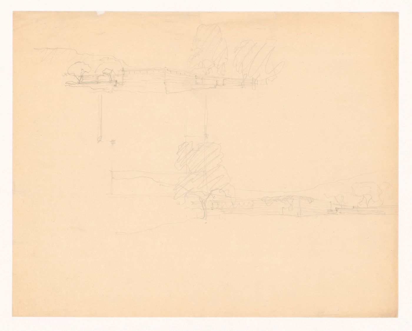 Sketch perspectives and sketch plan for Mountain House