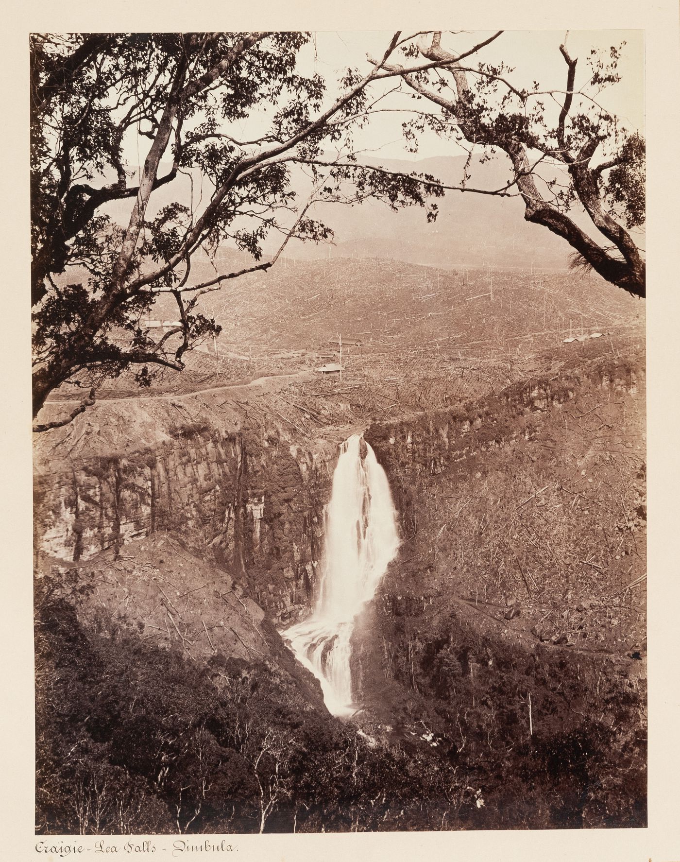 View of Craigie-Lea Falls and a plantation, Dambulla, Ceylon (now Sri Lanka)