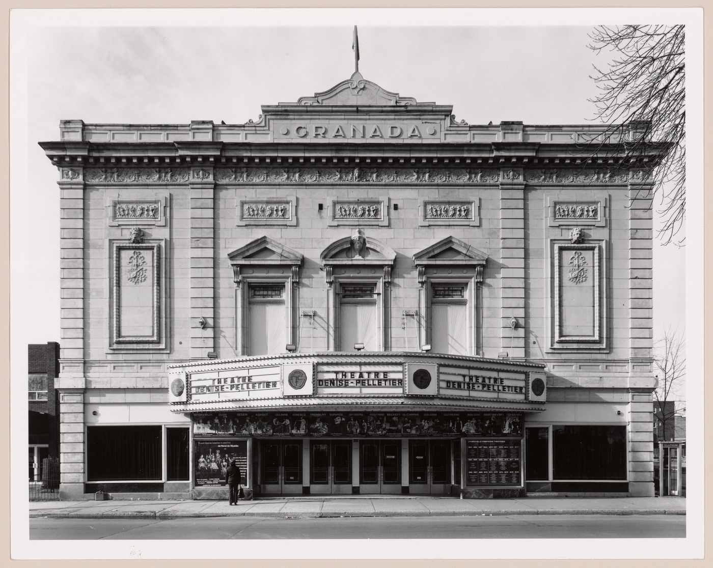 View of the principal façade of Théâtre Denise-Pelletier (formerly Théâtre Granada) showing the marquee, 4353 rue Sainte-Catherine Est, Montréal, Québec