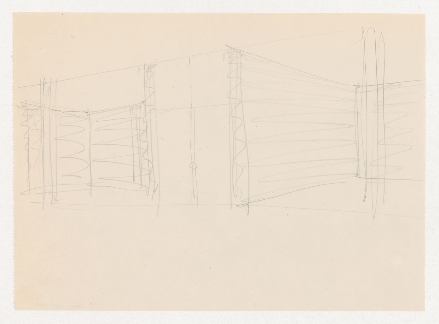 Interior perspective sketch for the Metallurgy Building, Illinois Institute of Technology, Chicago