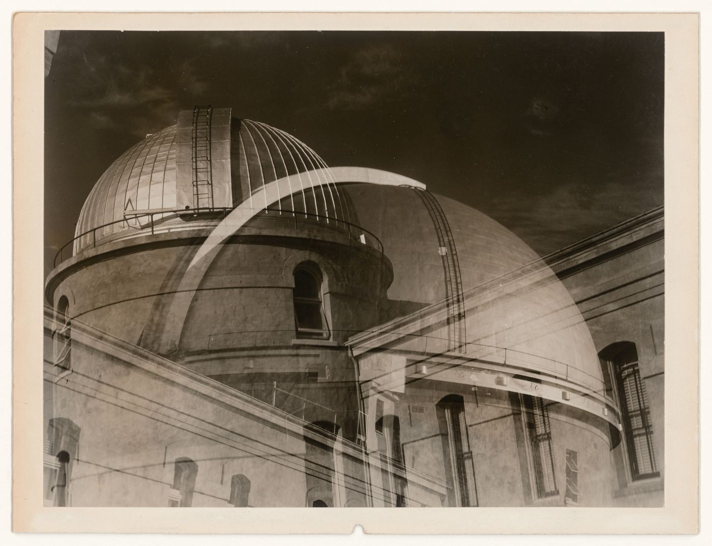 Mount Hamilton Observatory; double exposure of Observatory dome, California