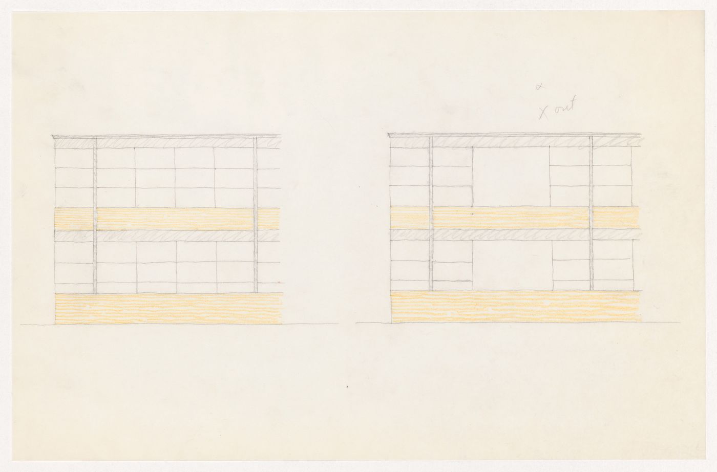 Partial sketch elevations for the Metallurgy Building, Illinois Institute of Technology, Chicago