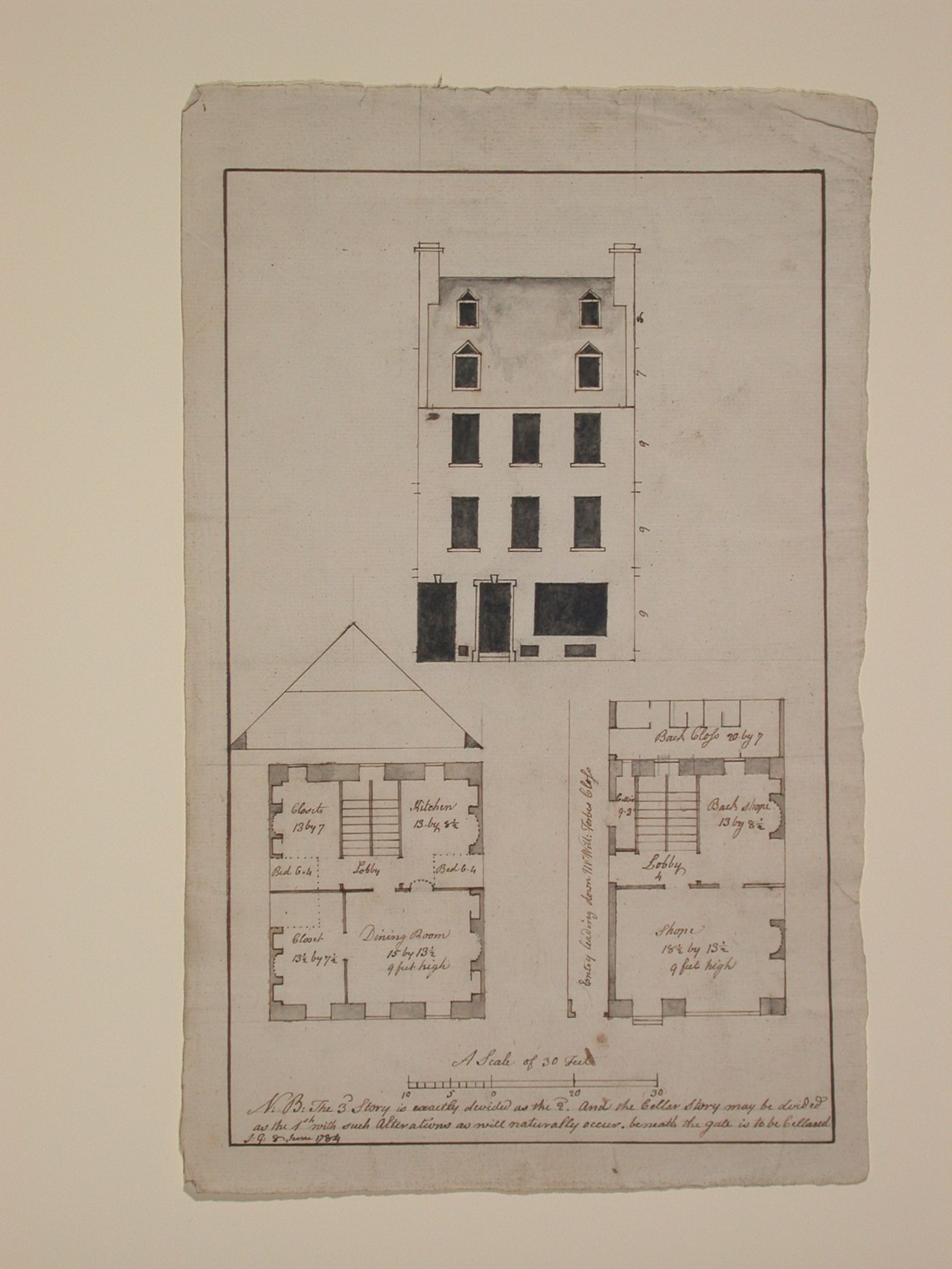 Plans and elevation for a house