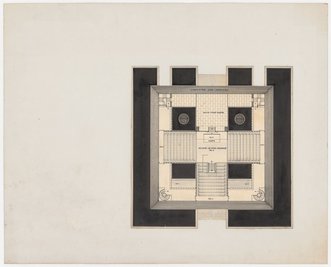 Senate floor plan for The Shape of Cambridge: A Plan, Cambridge University, Cambridge, England