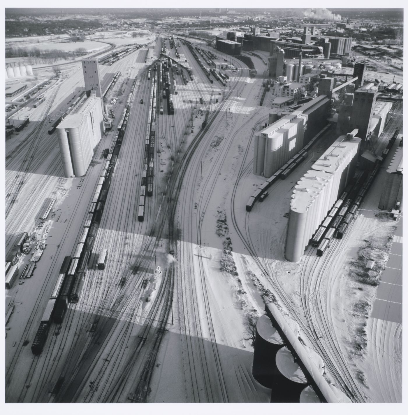 Aerial view of Midway Area in Winter, Minneapolis, Minnesota, United States