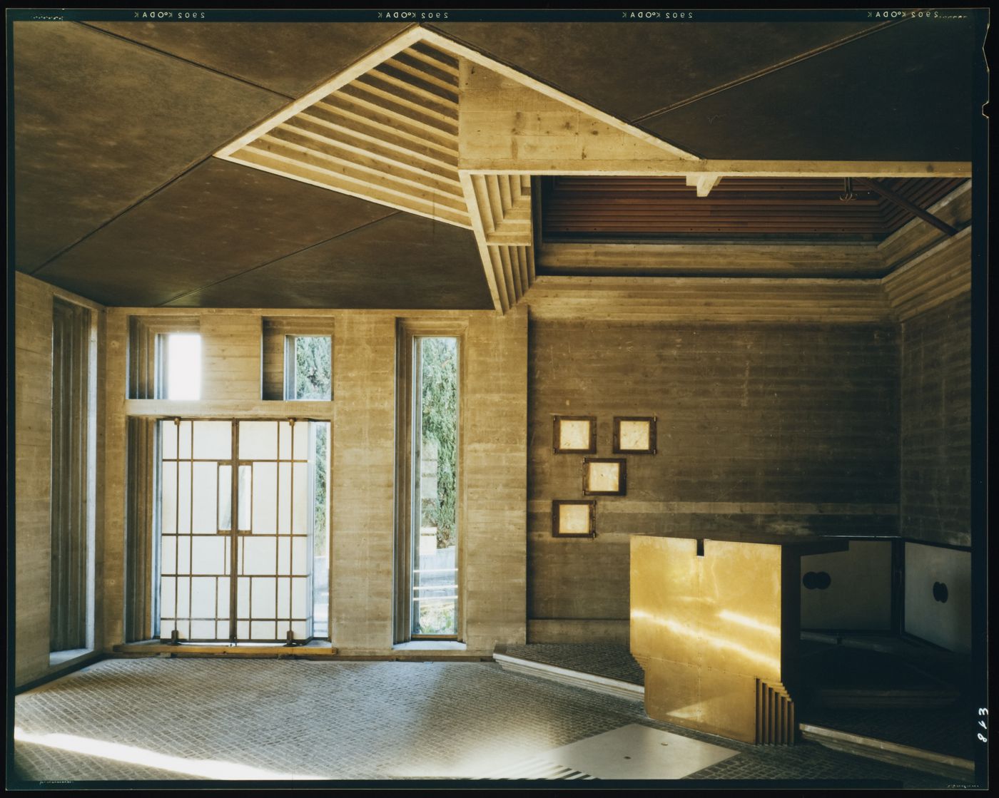 Interior view of the chapel showing the pond entrance and the altar, Cimitero Brion, San Vito d'Altivole, near Asolo, Italy