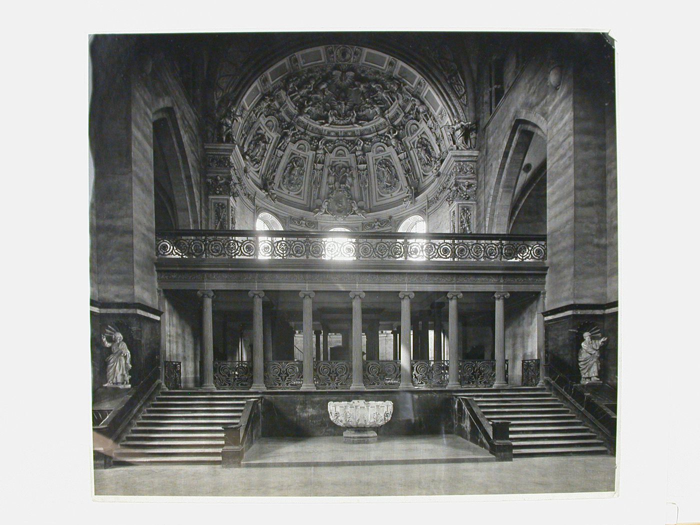 Interior view of Trier Cathedral showing the dome of the western transept [?], Trier, Germany