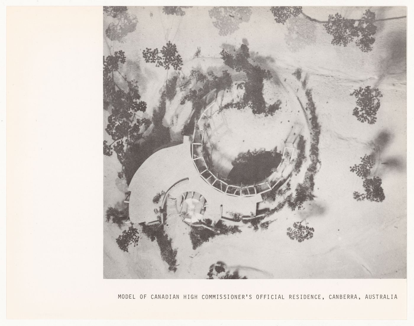 Page from promotional book with model of Canadian High Commissioner's official residence, Canberra, Australia