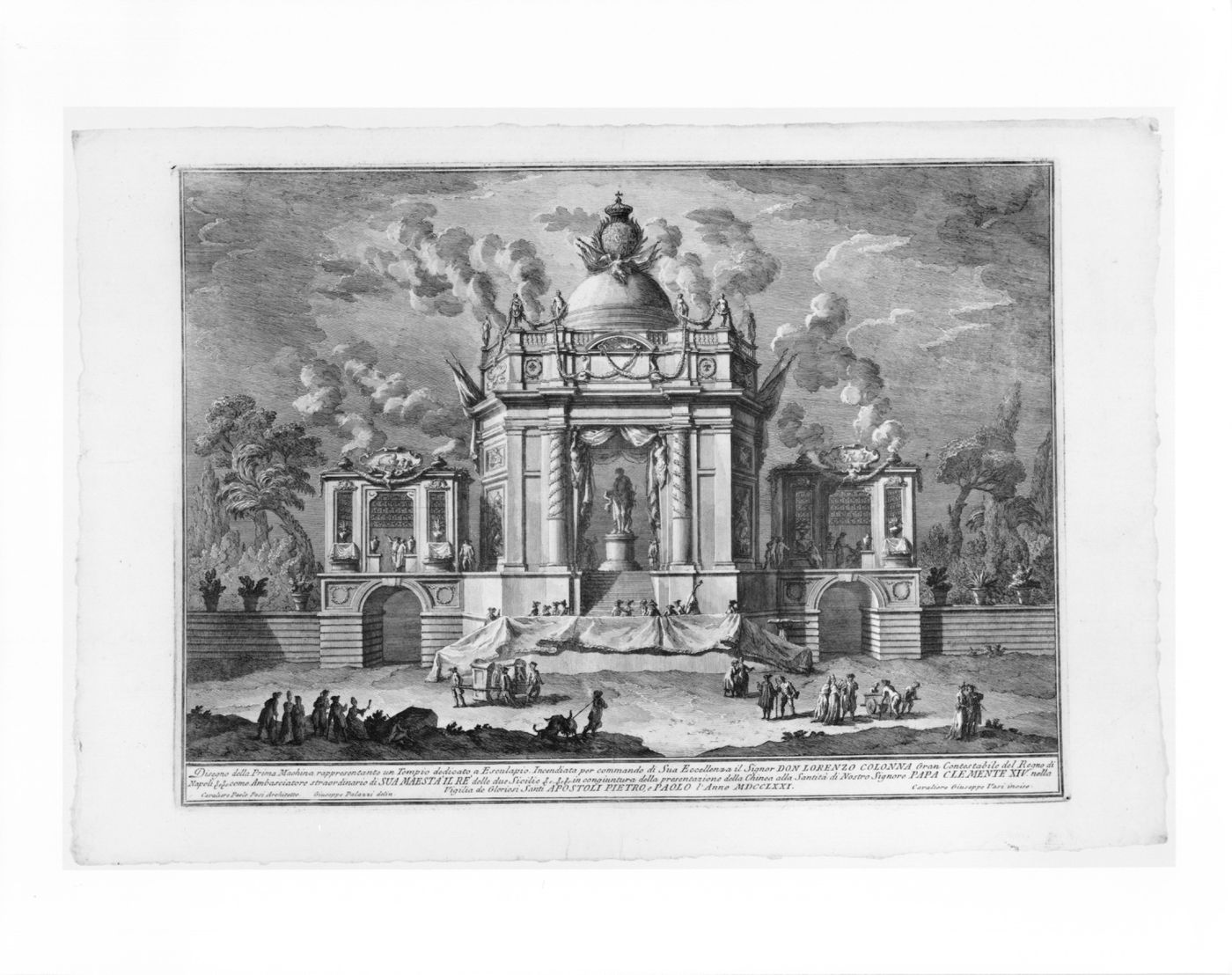 Etching of Posi's design for the "prima macchina" of 1771