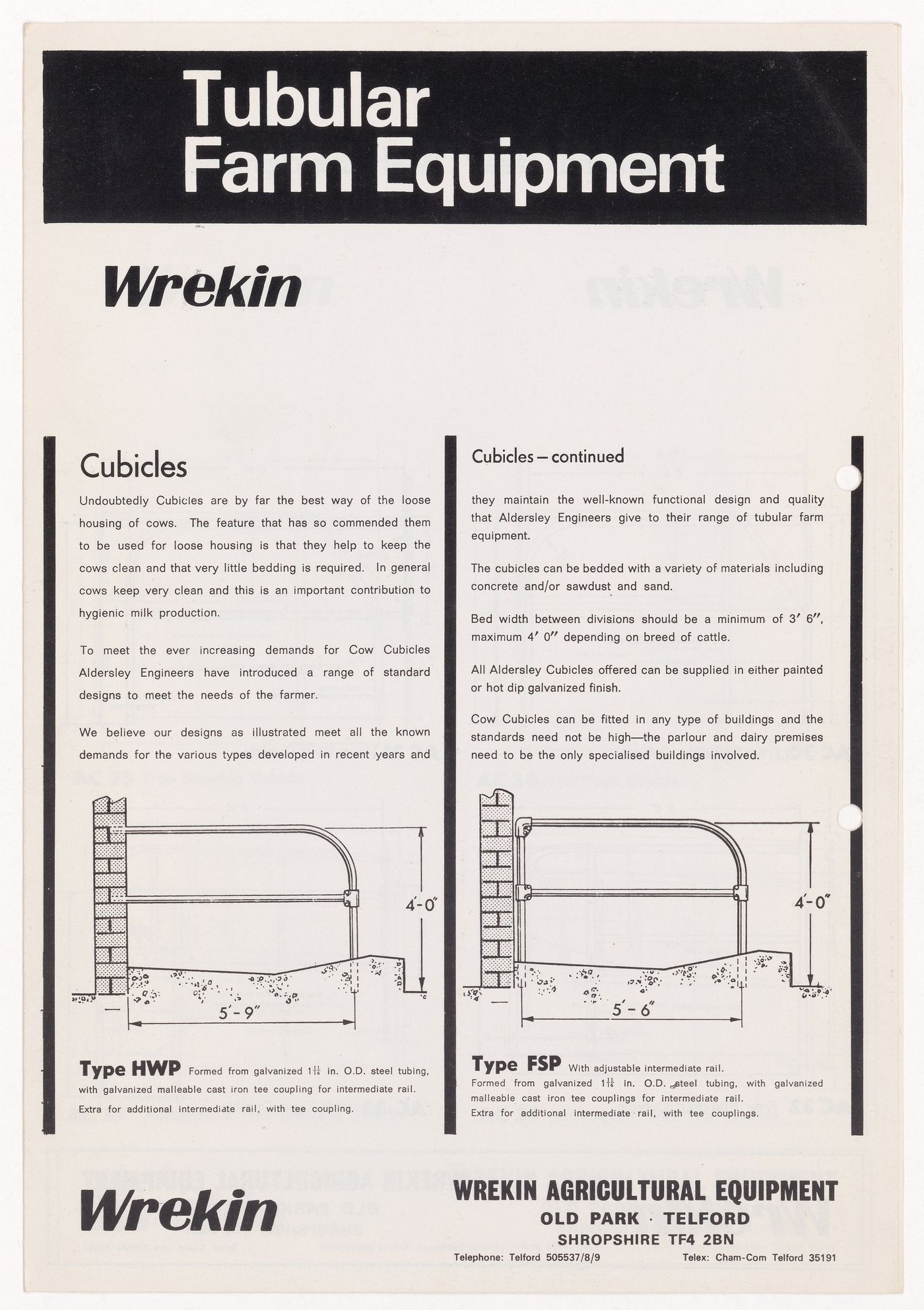 Catalogue of "Wrekin: Tubular farm equipment" (from Westpen project records)