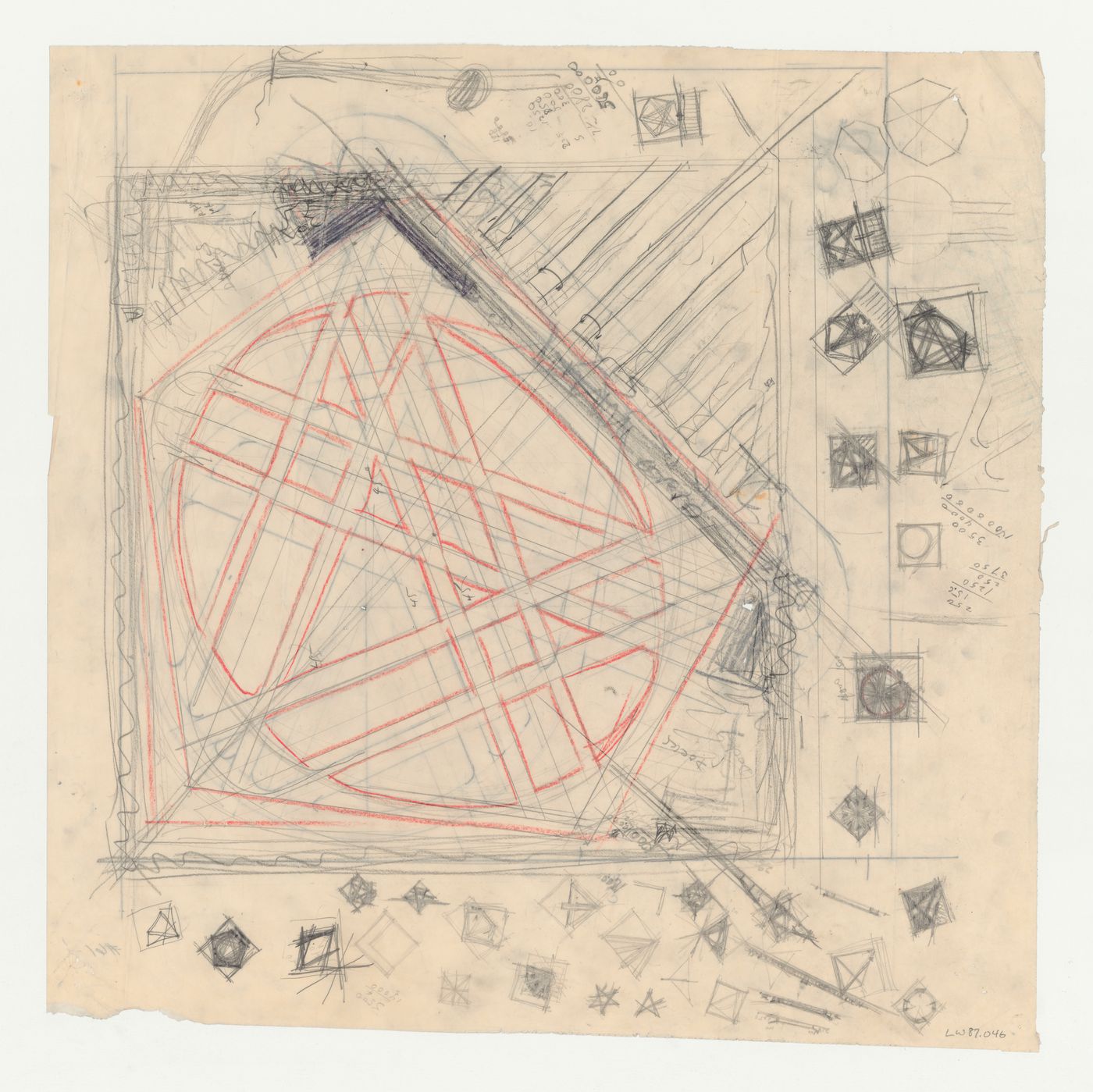 Los Angeles Municipal Airport [?]: Runway site plan; verso: Los Angeles Municipal Airport [?]: Runway plan