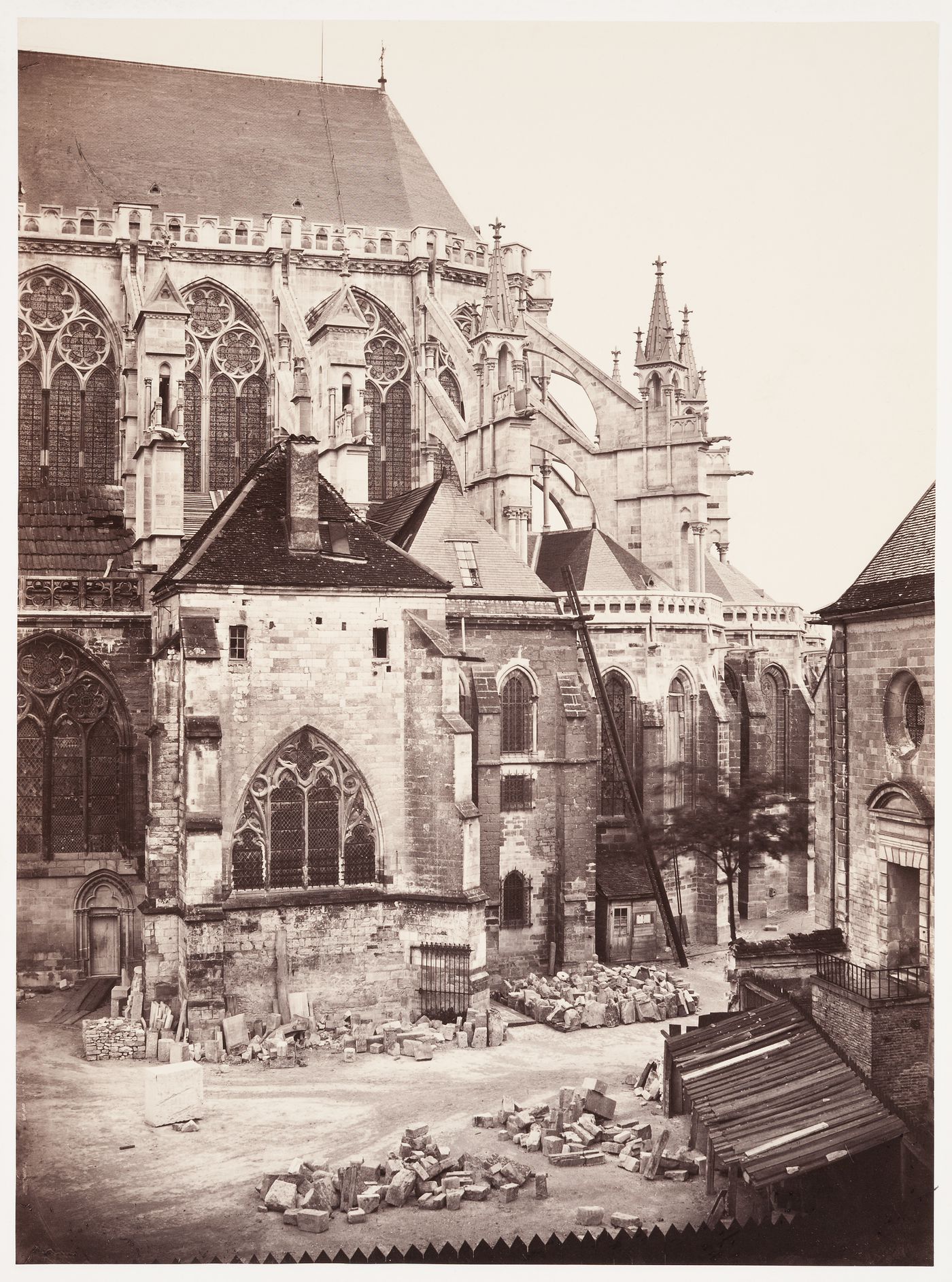 Troyes Cathedral, view of east end under restoration, Troyes, France