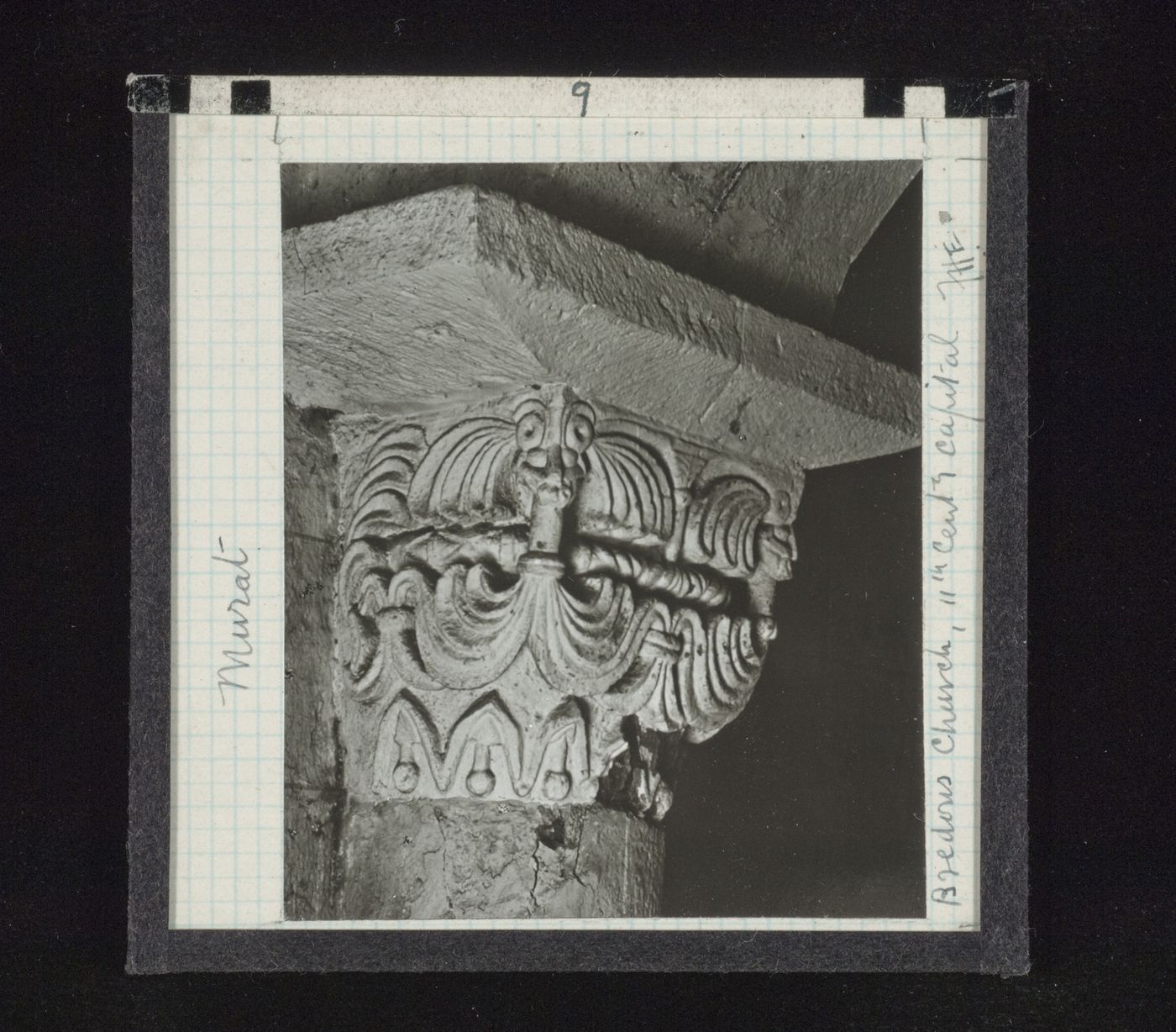 View of capital of unidentified church, Murat, France