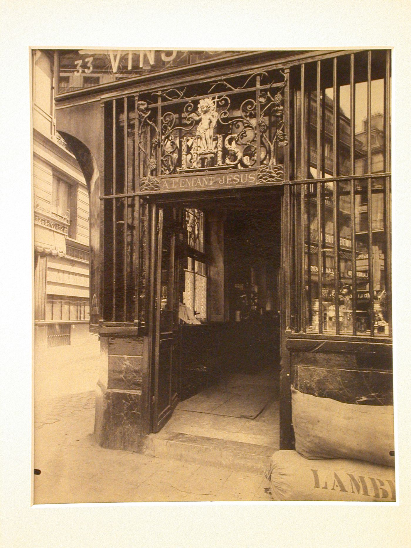 Detail of doorway, "Cabaret de l'enfant Jésus", Paris, France