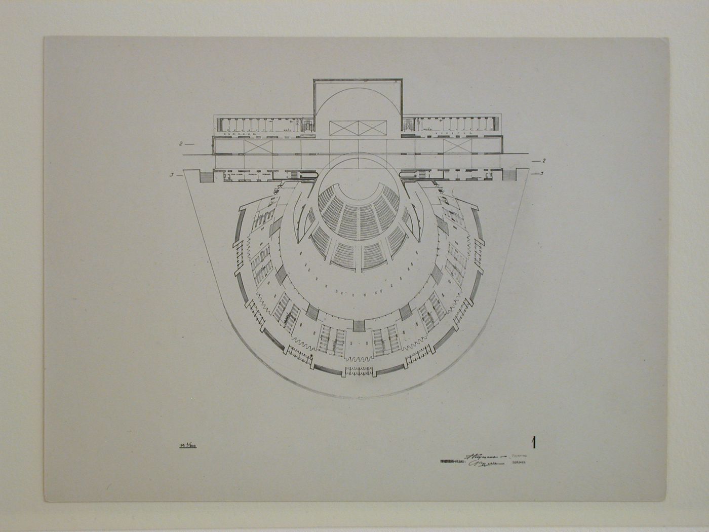 Photograph of a plan for a Red Army Theater, Moscow