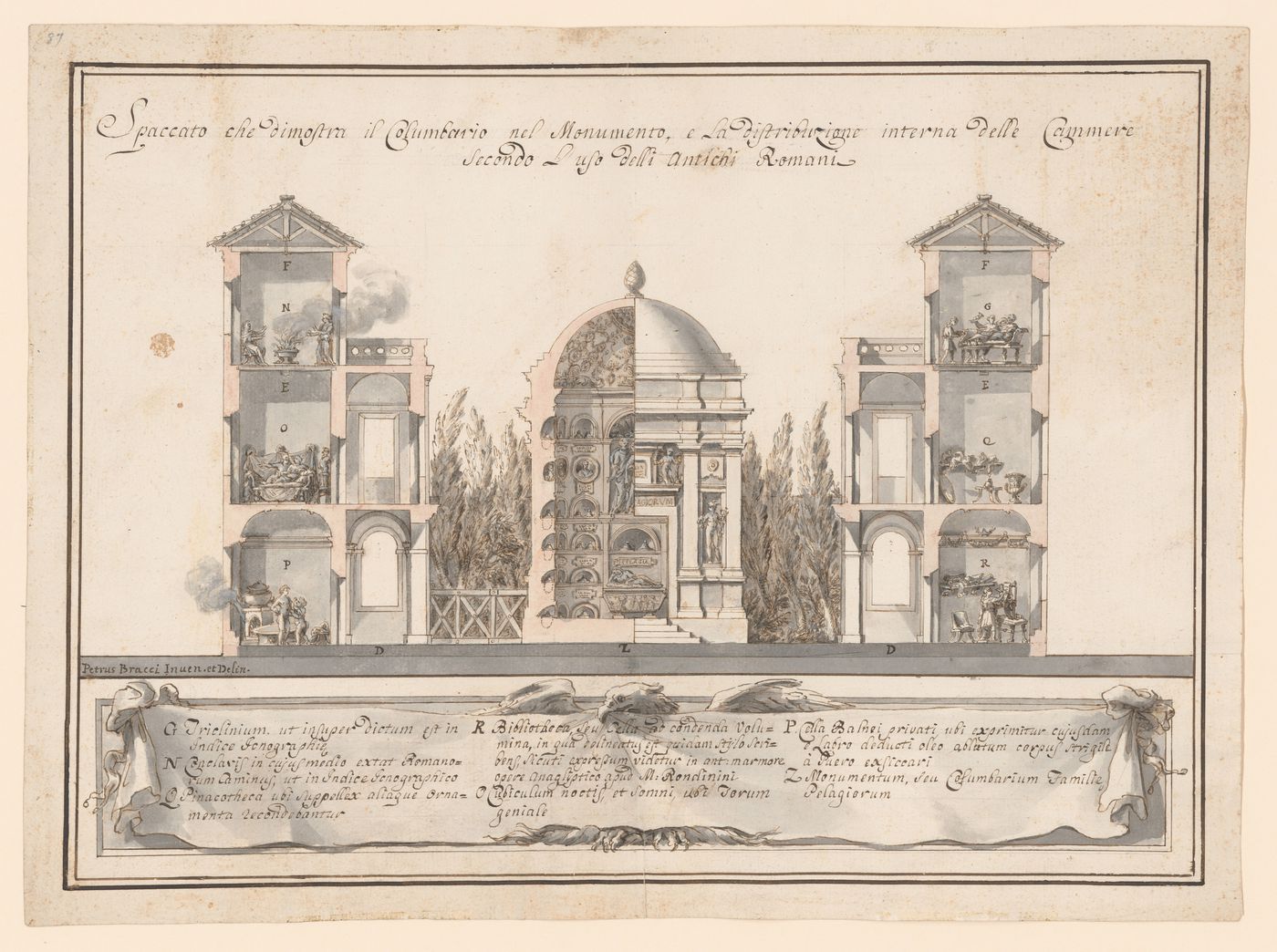 Section for the reconstruction of the Pelagia family mausoleum
