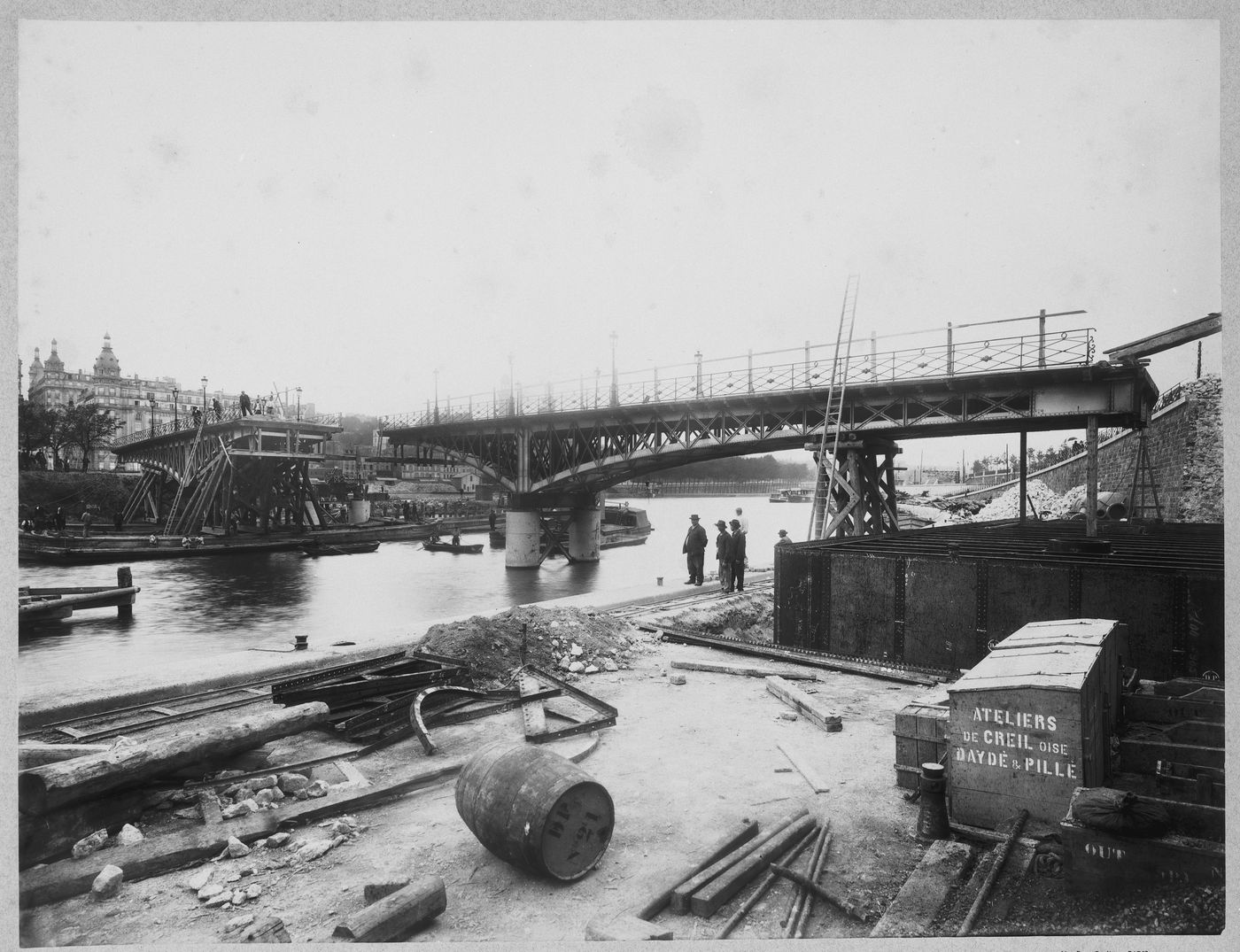 View of the moving the Passy bridge over the Rive Gauche, Paris, France