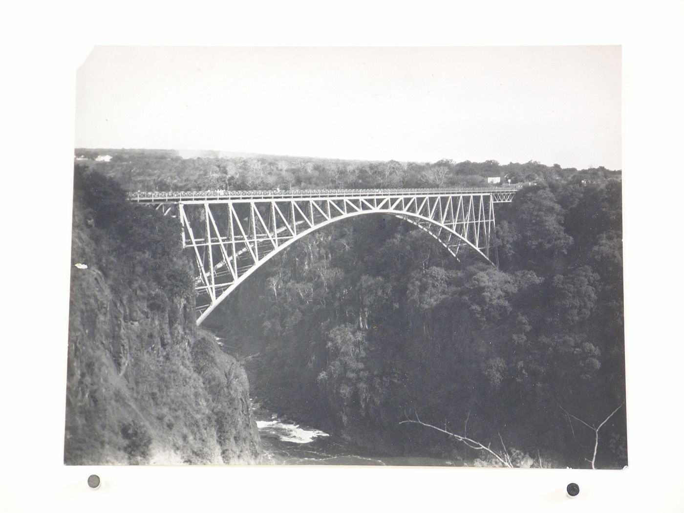 View of Victoria Falls Bridge, Zambezi River, crossing the border between Victoria Falls, Zimbabwe and Livingstone, Zambia