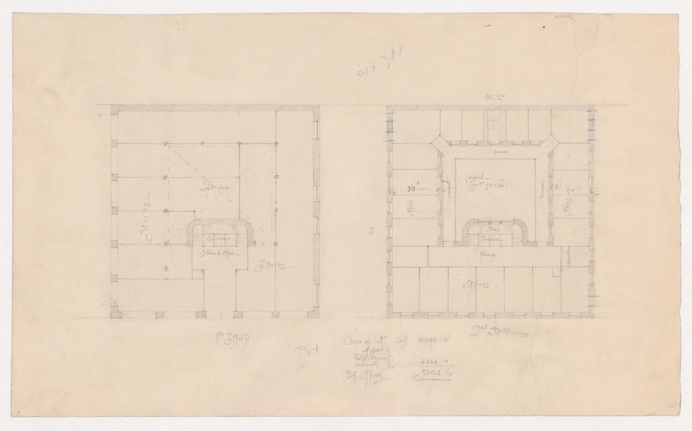 Office building, Chicago: First and second floor plans