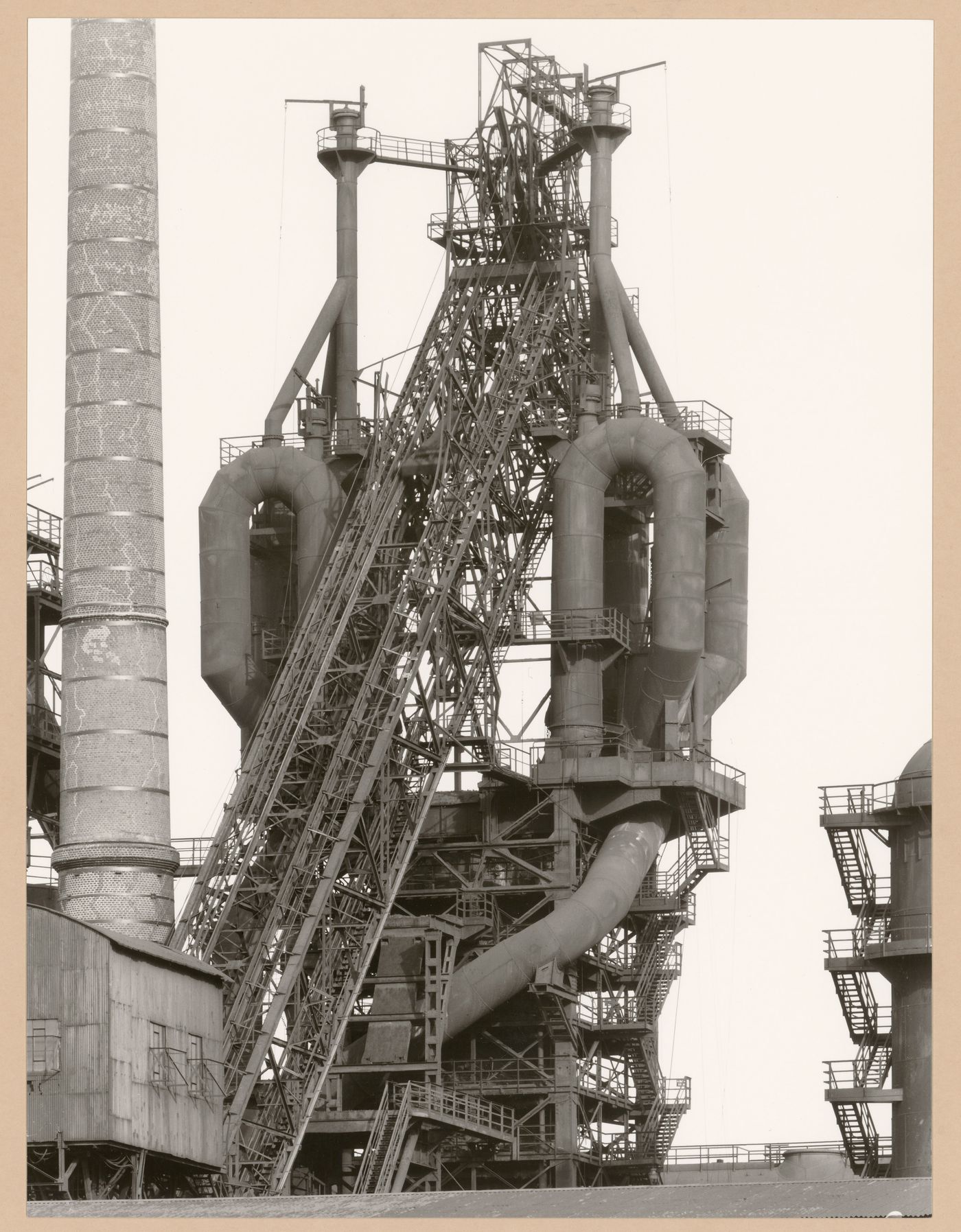 View of a blast furnace head of Thyssen Hütte steel mill, Ruhrort ...