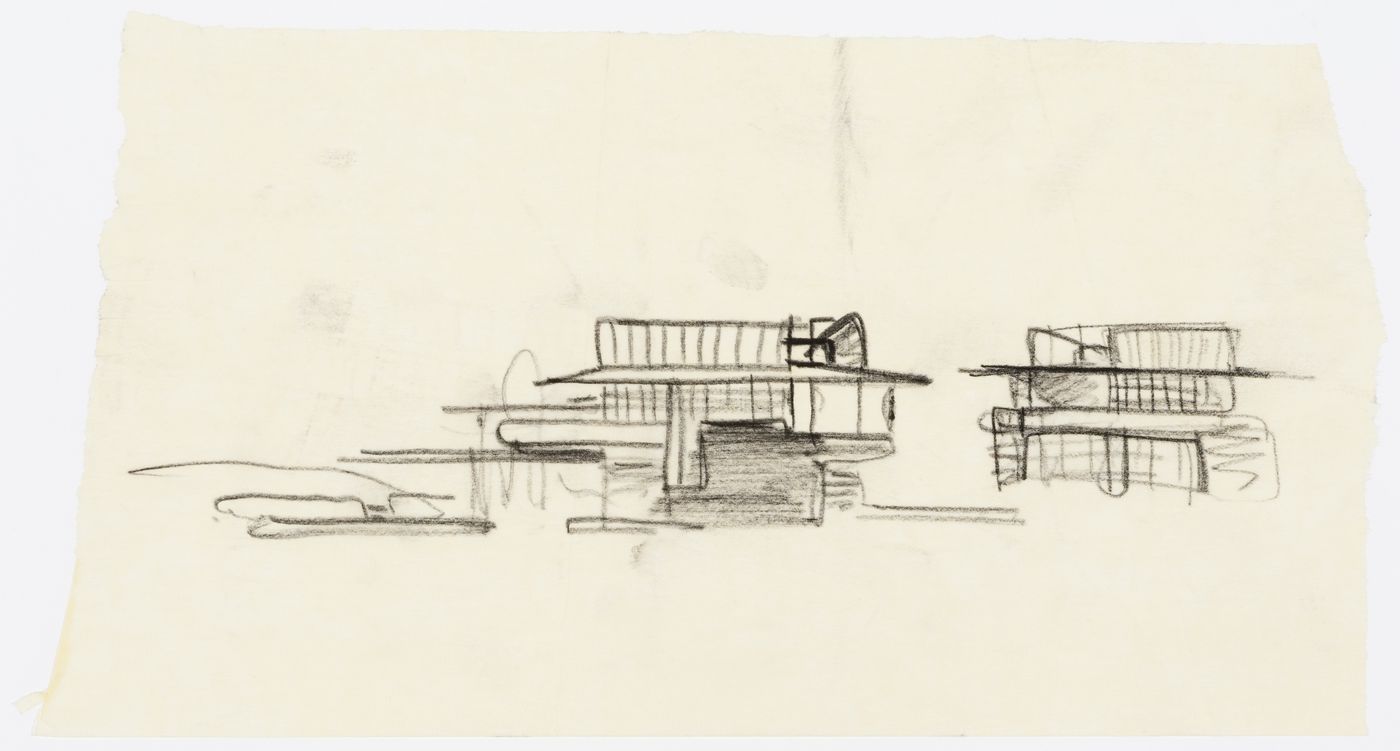 Conceptual sketch for Muskoka Boathouse, Lake Muskoka, Ontario