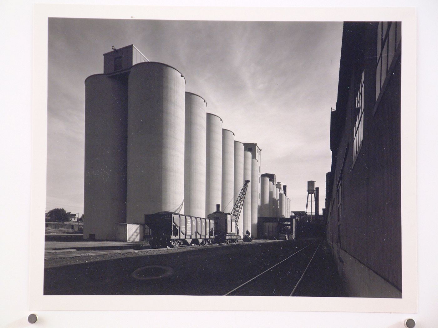 View of the grain silos of the Kellogg Company Warehouse [?], Battle Creek, Michigan