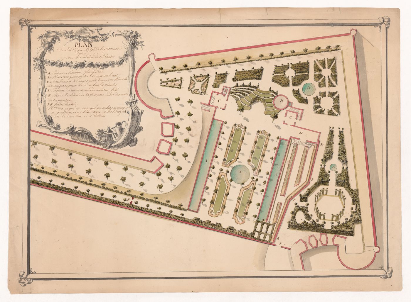 Detail for a proposed garden within the fortifications at Perpignan