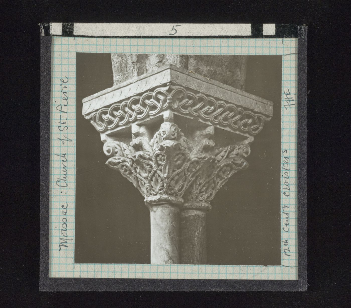 View of capital in cloister of Saint-Pierre Abbey, Moissac, Tarn-et-Garonne, France