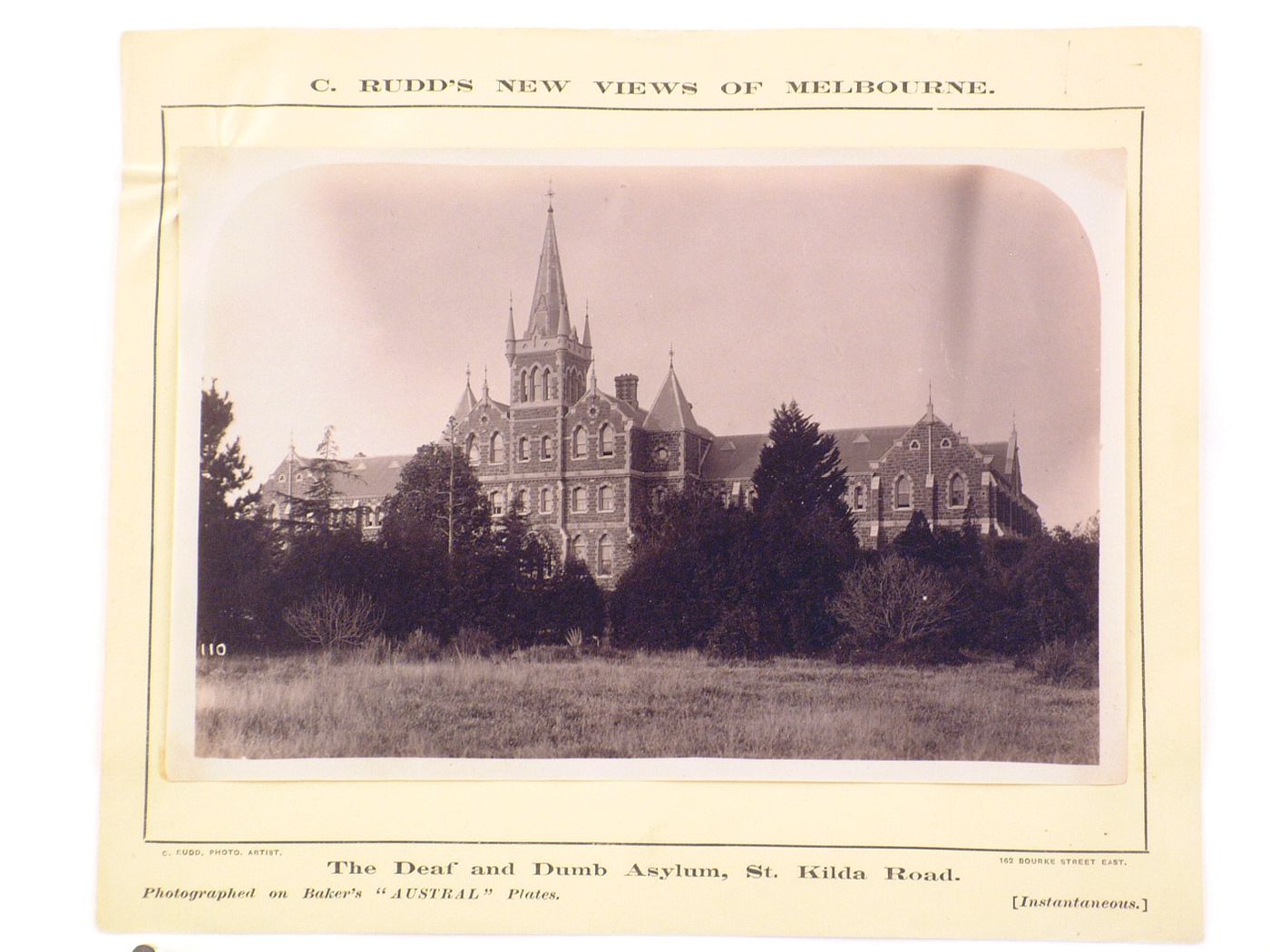 Distant view of the Deaf and Dumb Asylum, Saint Kilda Road, Melbourne, Australia