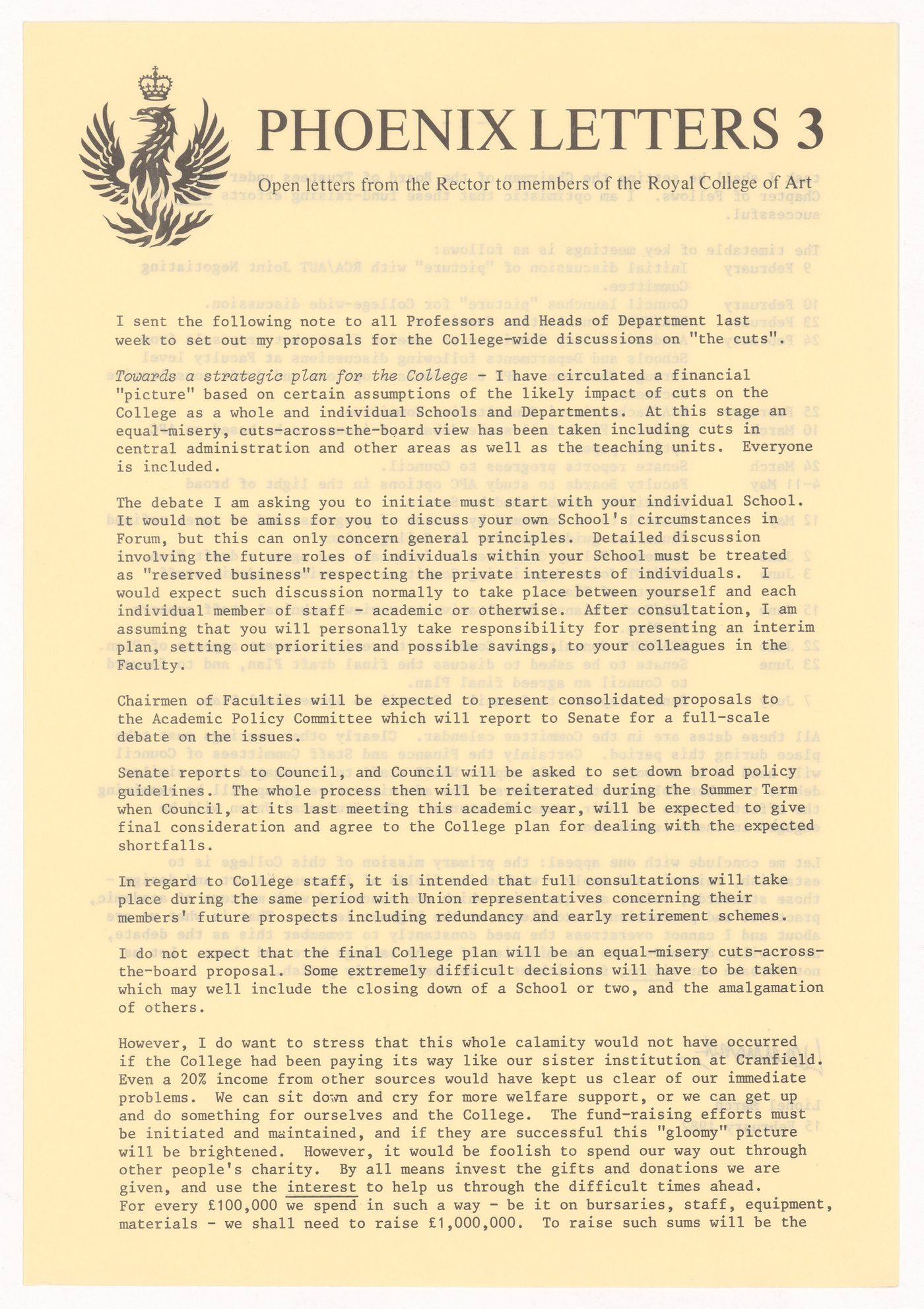 Open letter by Lionel March for the Royal College of Art publication "Phoenix Letters"