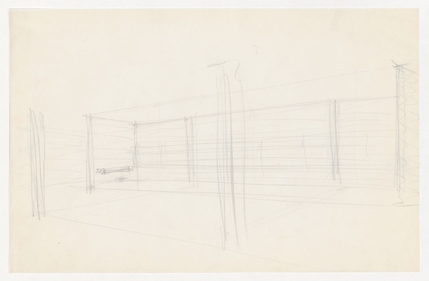 Interior perspective sketch for the Metallurgy Building, Illinois Institute of Technology, Chicago