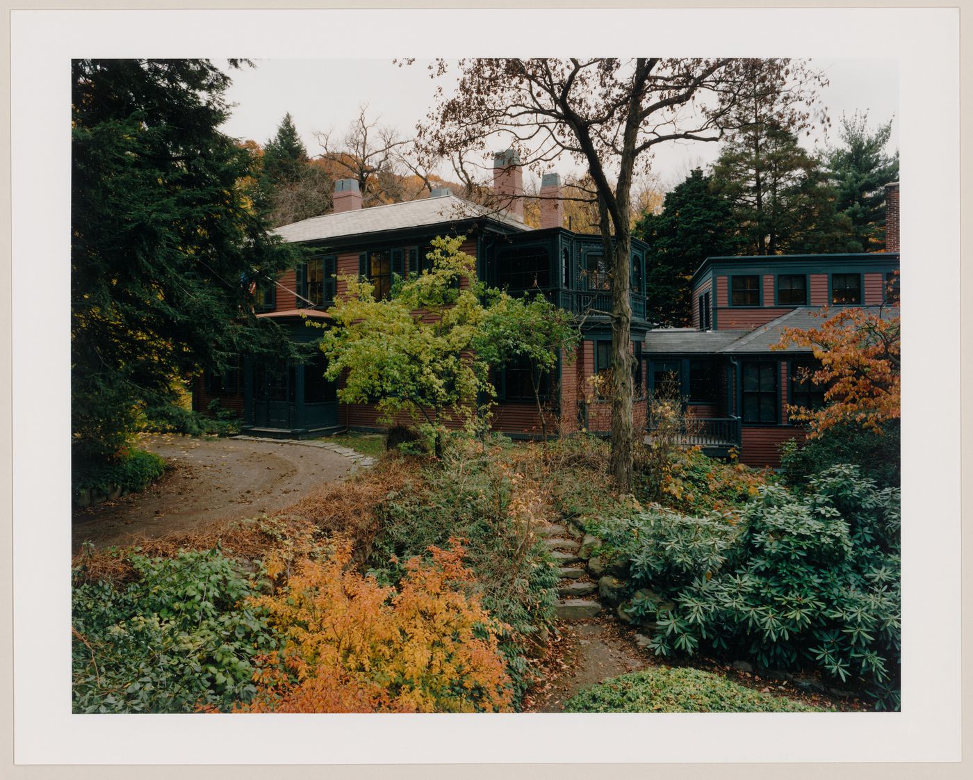 Viewing Olmsted: View of "Fairsted", view from sunken garden towards house, Brookline, Massachusetts