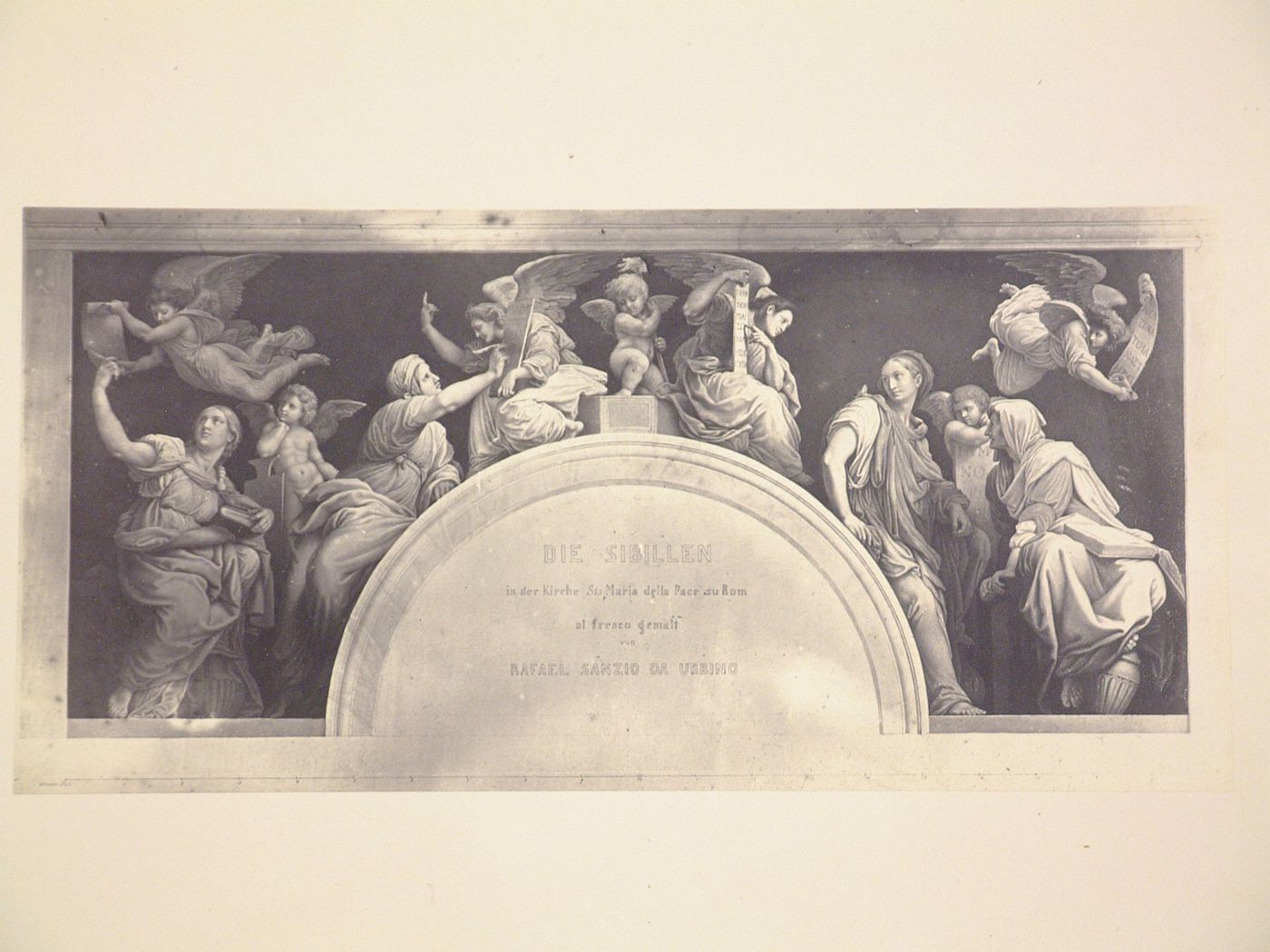 Photograph of the fresco "Sibyls" by Raphael in the Chigi Chapel, Church of Santa Maria della Pace, Rome, Italy